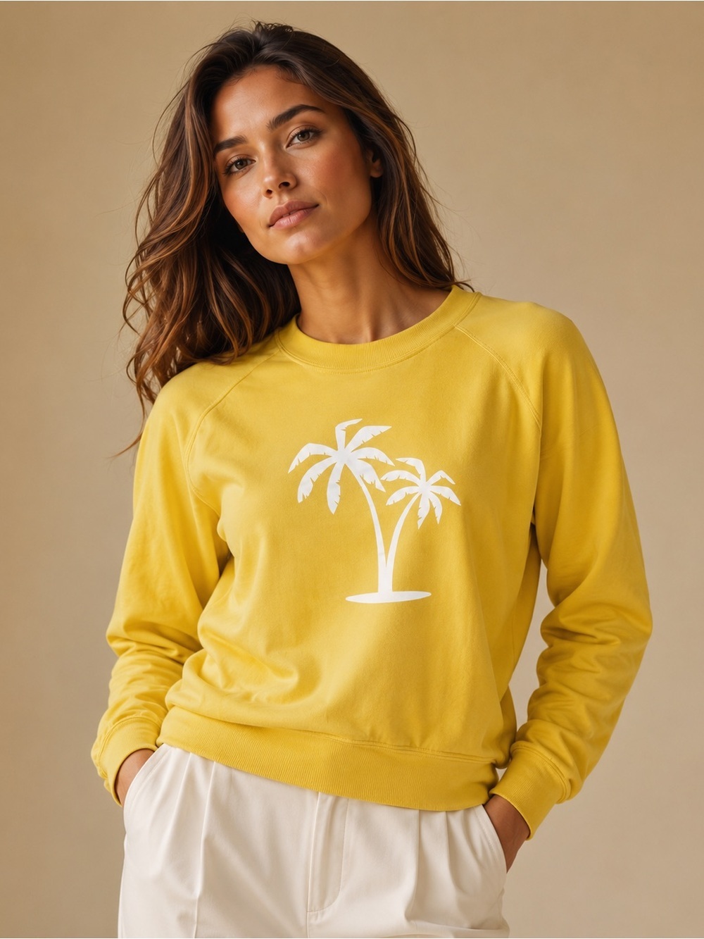 Women's Yellow Palm Graphic Sweatshirt